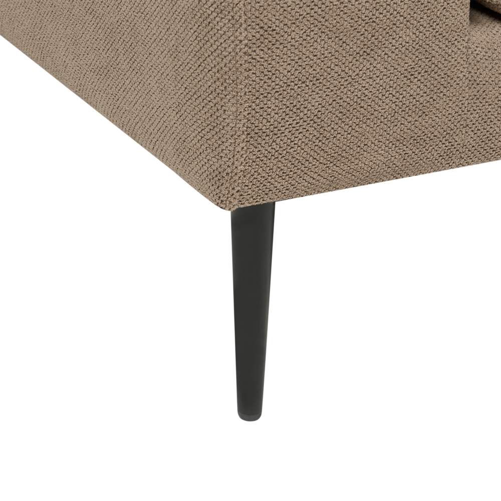 Divano angolare imbottito in tessuto marrone lato sinistro imbottito a forma di L con sedile imbottito e trapuntato e cuscini