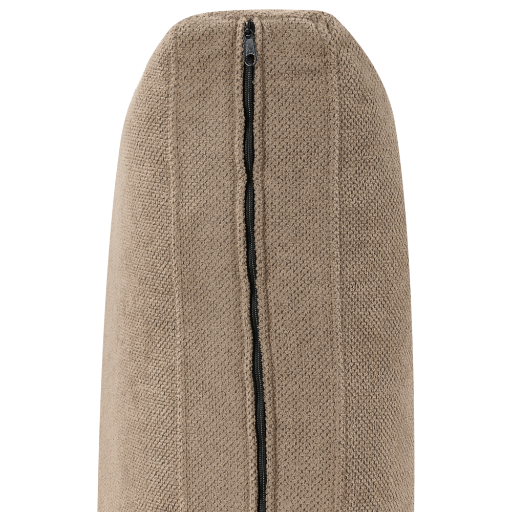 Divano angolare imbottito in tessuto marrone lato destro imbottito a forma di L con sedile imbottito e trapuntato e cuscini