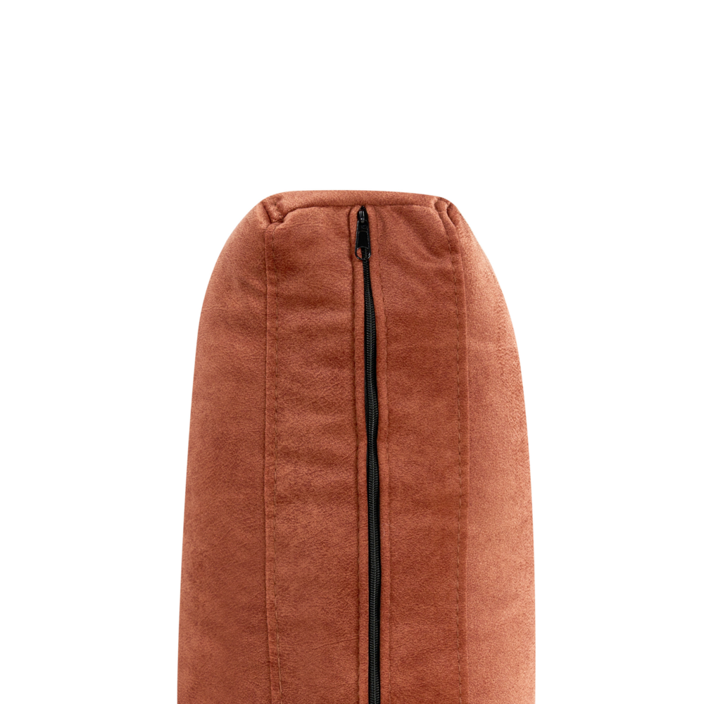 Divano angolare imbottito in tessuto arancione lato destro imbottito a forma di L con sedile imbottito e trapuntato e cuscini