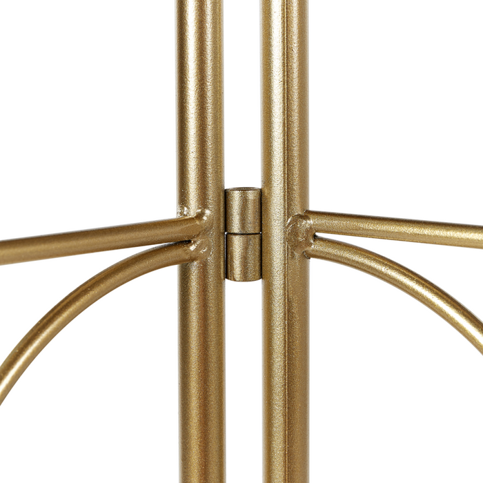 Divisorio decorativo per ambienti a 3 pannelli pieghevoli con struttura in ferro e metallo oro