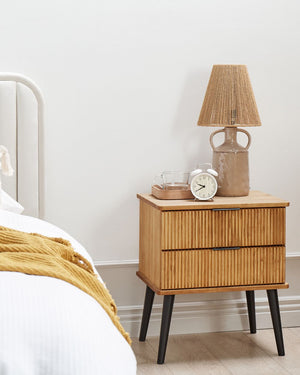 Comodino in legno di pino 2 cassetti legno chiaro in stile classico elegante