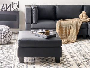 Pouf Poggiapiedi Rivestito Tessuto Nero Quadrato Minimalista Moderno