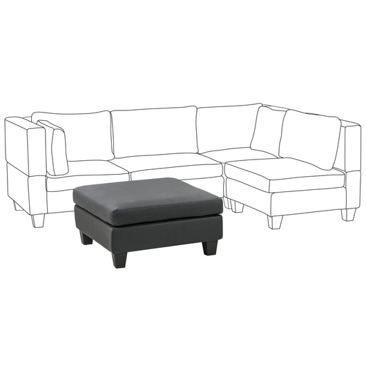 Pouf Poggiapiedi Rivestito Tessuto Nero Quadrato Minimalista Moderno