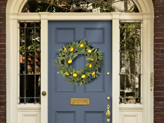 Ghirlanda per porta Verde Fiore artificiale decorativo fatto a mano rotondo 50 cm Decorazione da tavolo per parete Stile rustico tradizionale