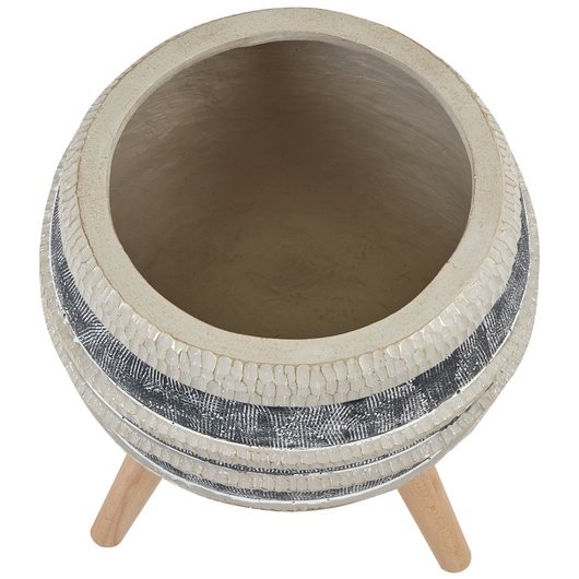 Supporto per piante Beige e grigio Magnesio Base rotonda in legno massiccio Vaso per piante alte