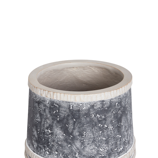 Fioriera alta in legno a strisce grigio e beige stile moderno industriale