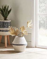 Vaso da fiori tradizionale da interno per esterni in ossido di magnesio beige stile boho