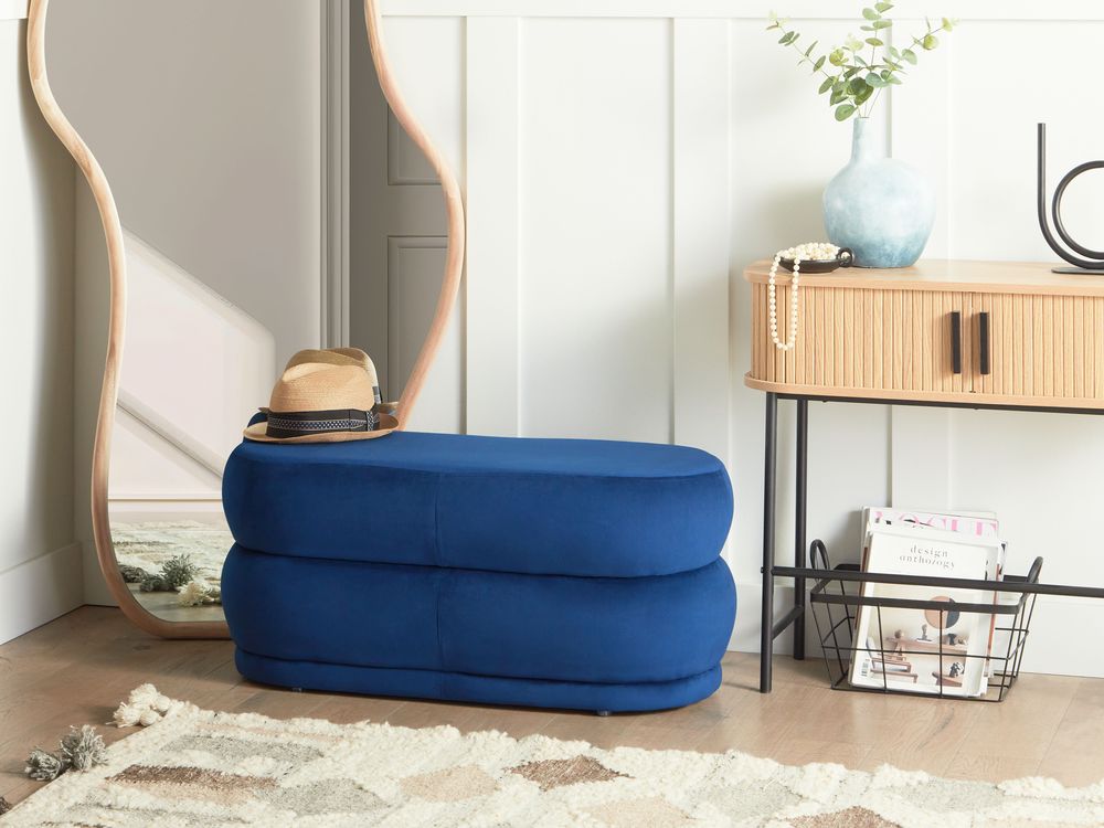 Panca decorativa in velluto blu scuro soggiorno camera da letto moderno
