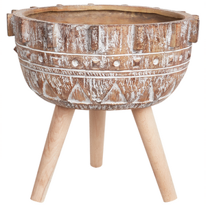 Vaso per piante Marrone chiaro Magnesio Base rotonda in legno massiccio Vaso per piante alte