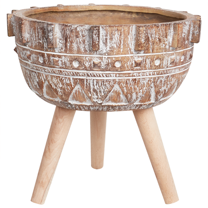 Vaso per piante Marrone chiaro Magnesio Base rotonda in legno massiccio Vaso per piante alte