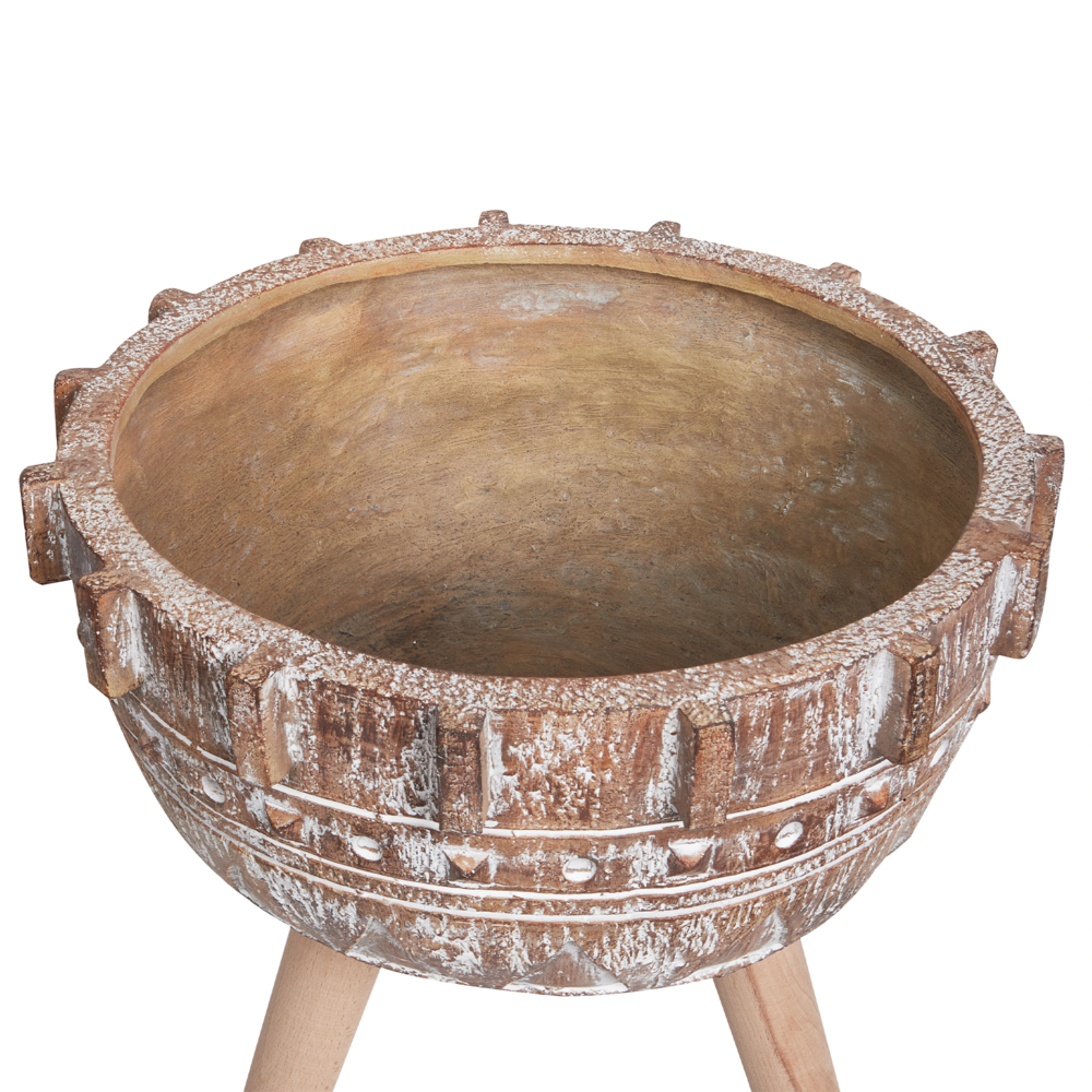 Vaso per piante Marrone chiaro Magnesio Base rotonda in legno massiccio Vaso per piante alte