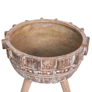 Vaso per piante Marrone chiaro Magnesio Base rotonda in legno massiccio Vaso per piante alte