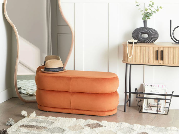 Panca decorativa in velluto arancione soggiorno camera da letto moderno