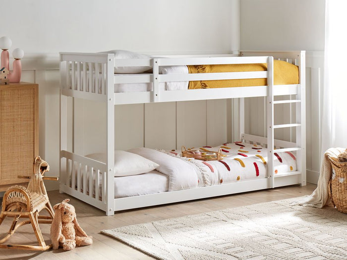 Letto a castello singolo UE per bambini in legno di gomma legno bianco cameretta