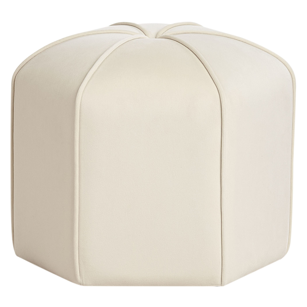 Pouf poggiapiedi moderno rotondo in velluto beige soggiorno camera da letto