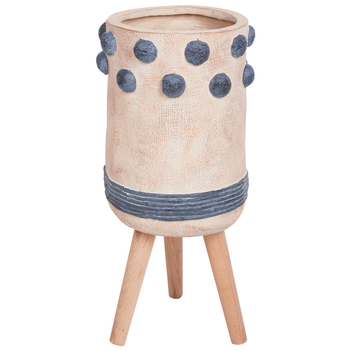 Vaso per piante Sabbia Beige Magnesio Base rotonda in legno massiccio Vaso per piante alte
