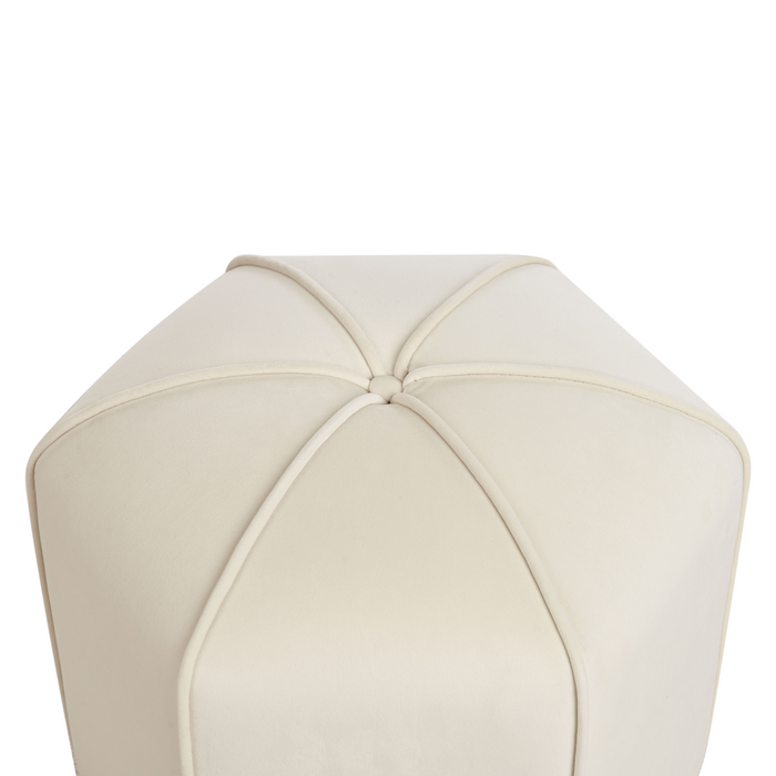 Pouf poggiapiedi moderno rotondo in velluto beige soggiorno camera da letto