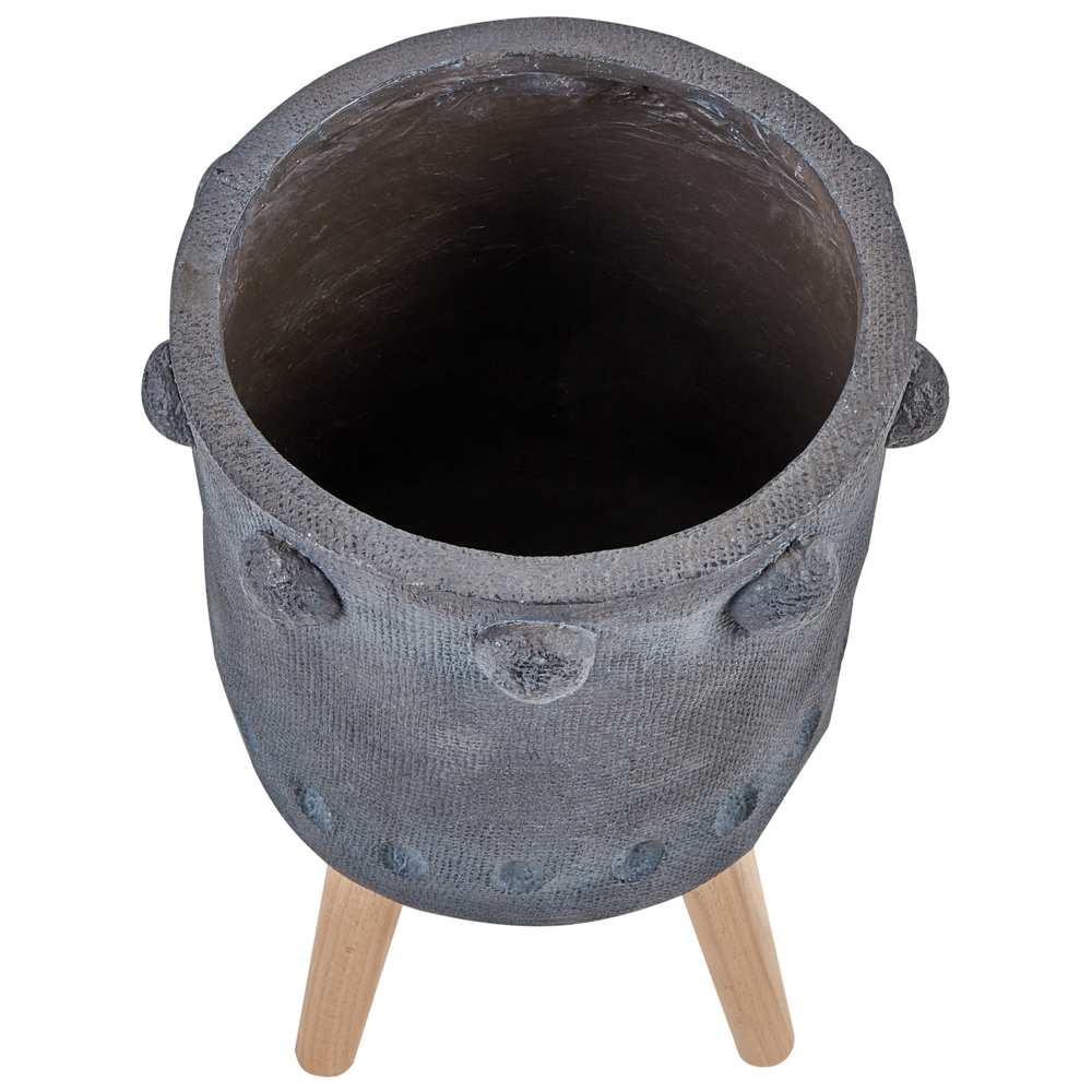 Vaso per piante Grigio grafite Magnesio Base rotonda in legno massiccio Vaso alto per piante