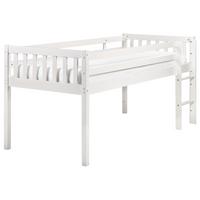 Letto singolo alto per bambini in legno di caucciù con rete a doghe in legno bianco 90 x 200 cm cameretta