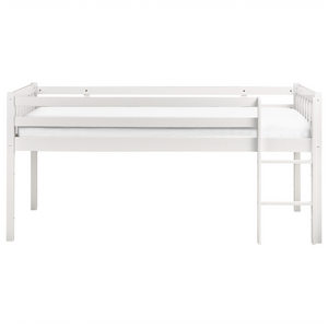 Letto singolo alto per bambini in legno di caucciù con rete a doghe in legno bianco 90 x 200 cm cameretta