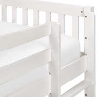 Letto singolo alto per bambini in legno di caucciù con rete a doghe in legno bianco 90 x 200 cm cameretta