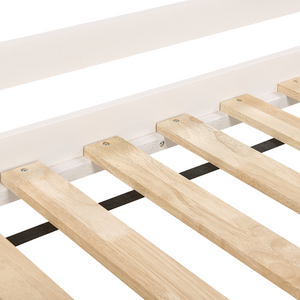 Letto singolo alto per bambini in legno di caucciù con rete a doghe in legno bianco 90 x 200 cm cameretta