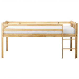 Letto singolo alto per bambini in legno di caucciù con rete a doghe in legno chiaro 90 x 200 cm cameretta