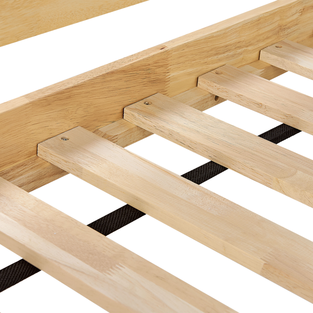 Letto singolo alto per bambini in legno di caucciù con rete a doghe in legno chiaro 90 x 200 cm cameretta