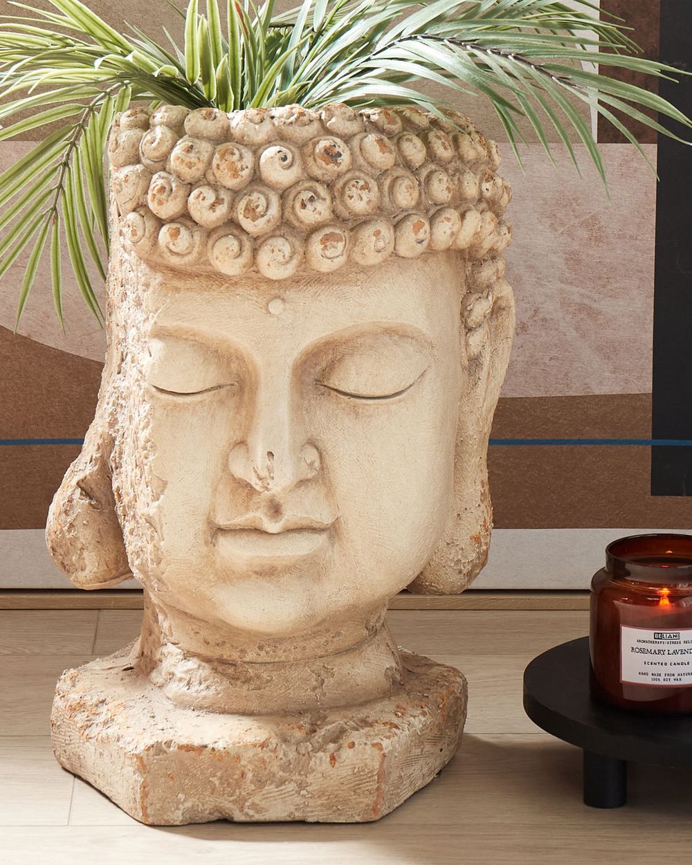 Vaso per piante Beige Outdoor Indoor Flower Pot Retro Buddha Head