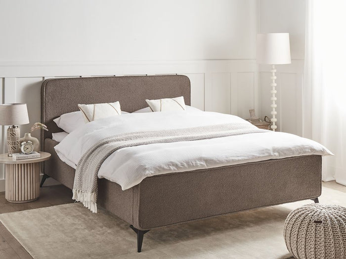 Letto matrimoniale in bouclé con struttura a doghe 160 x 200 cm stile classico camera da letto