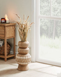 Vaso di fiori marrone chiaro per esterni e interni Boho