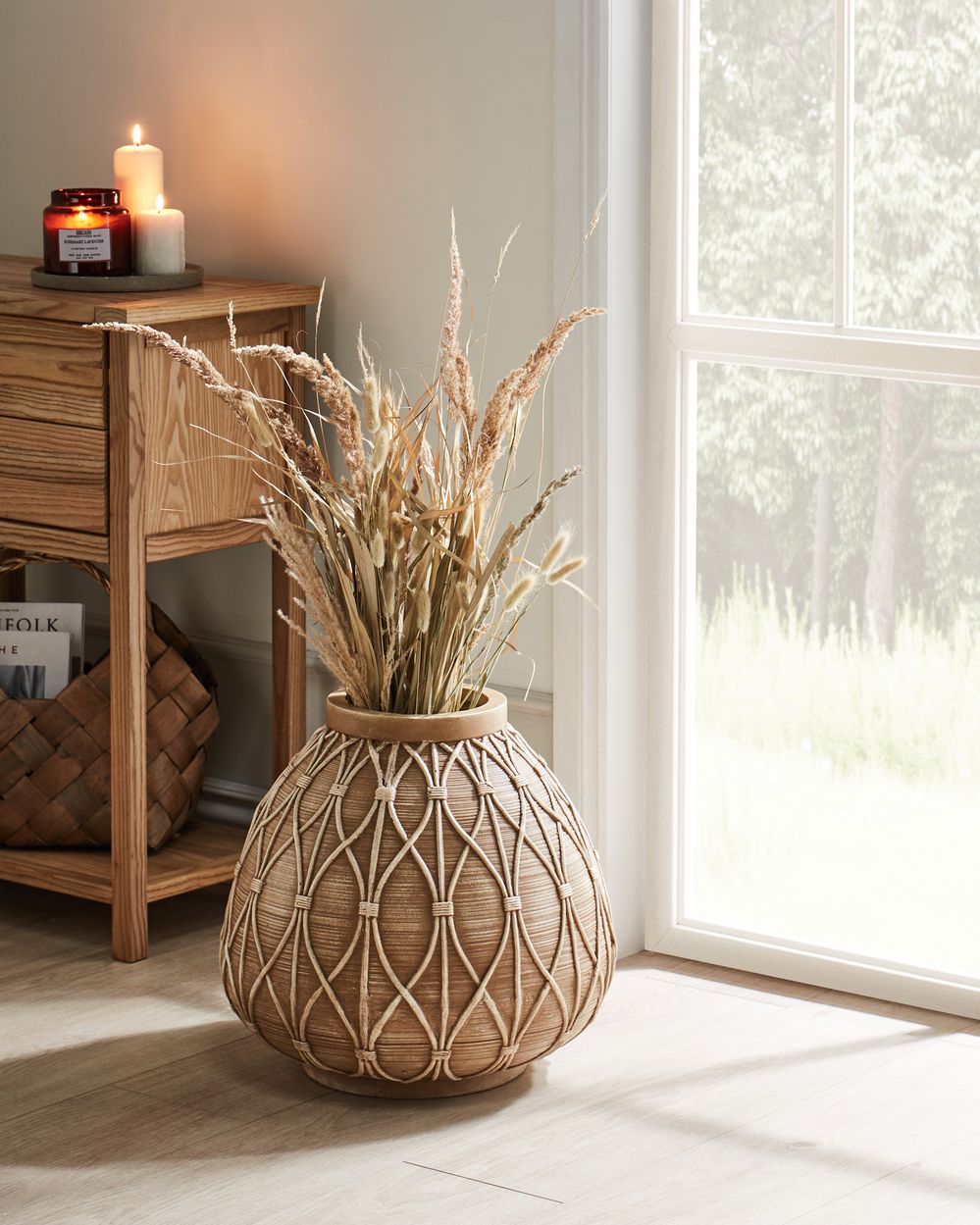 Vaso di fiori marrone chiaro per esterni e interni Boho