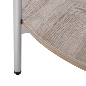 Tavolino con piano in vetro temperato con 1 ripiano in legno chiaro argento stile moderno