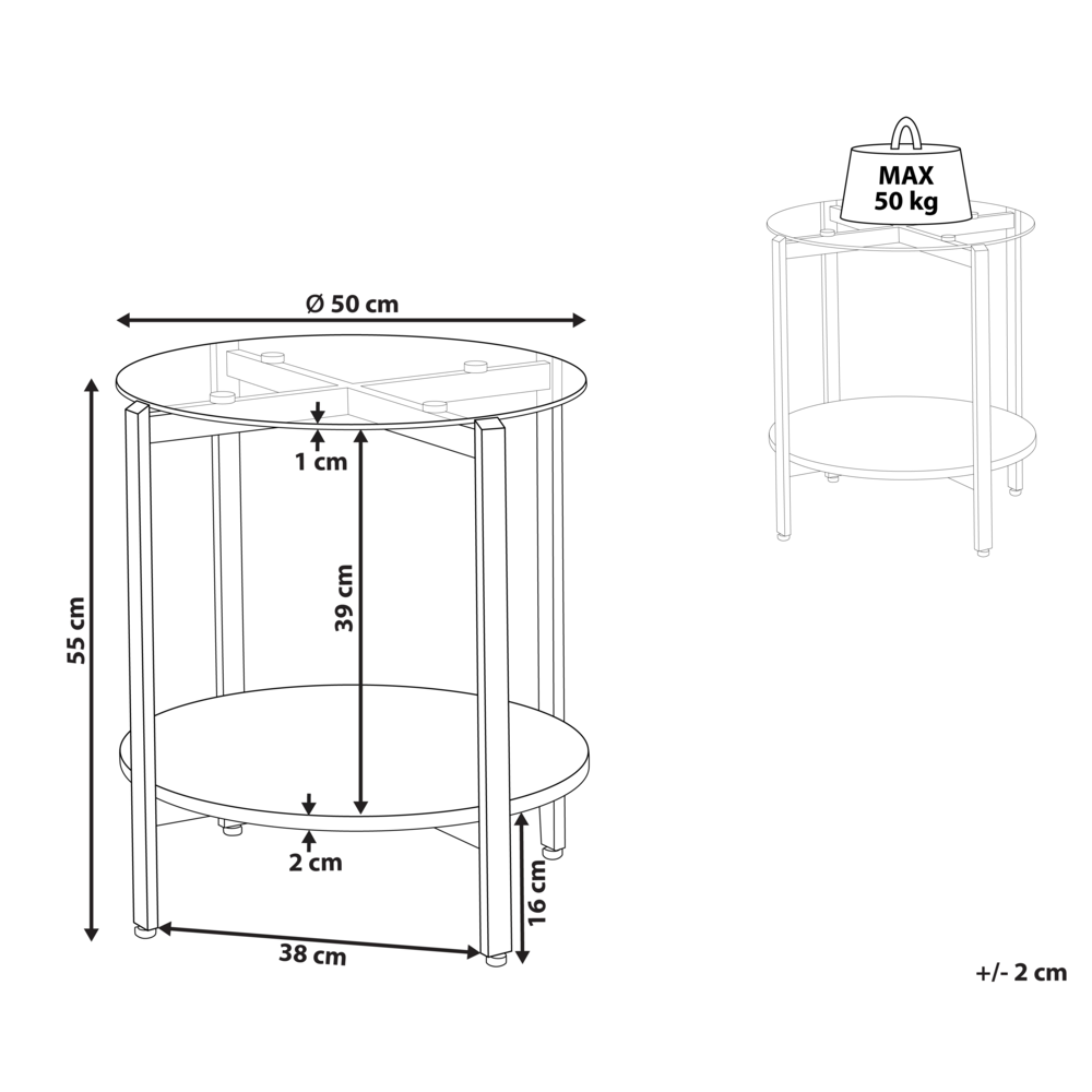 Tavolino moderno piano in vetro temperato con 1 ripiano legno chiaro e argento stile moderno