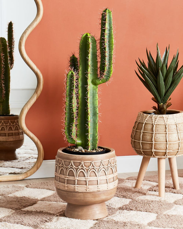 Vaso per piante marrone chiaro per esterni e interni Boho