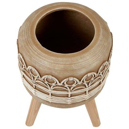 Supporto per piante Marrone chiaro Magnesio Base rotonda in legno massiccio Vaso per piante alte