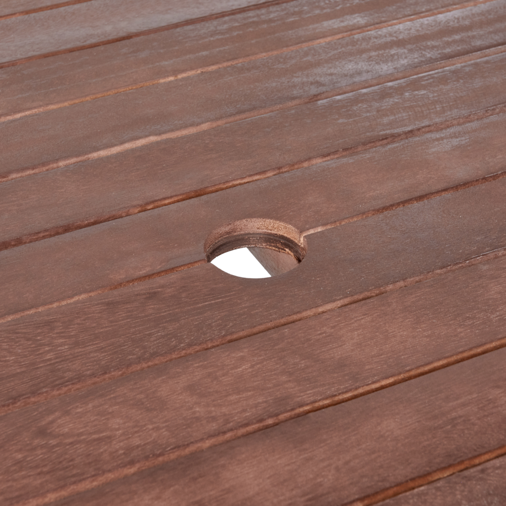 Tavolo da pranzo da giardino in legno di eucalipto scuro 180 x 100 cm 6 posti per esterni e interni dal design moderno