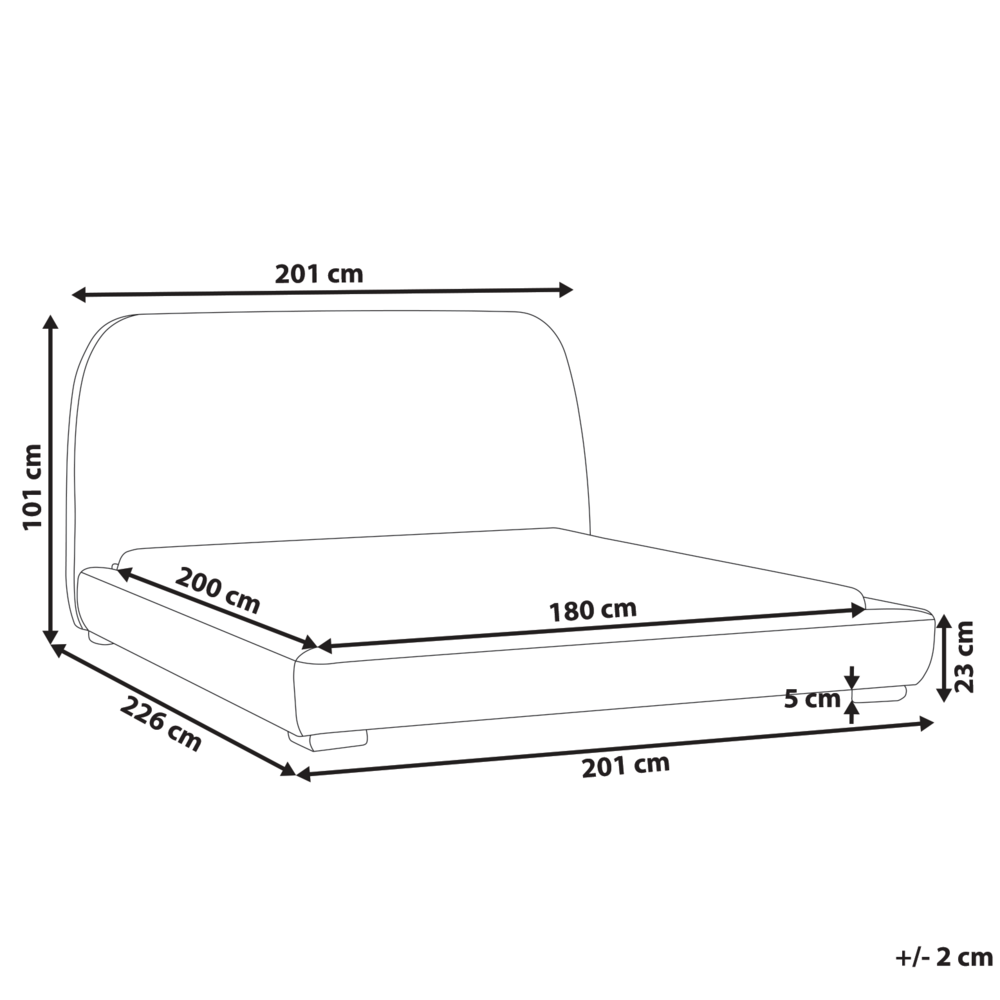 Letto ad acqua Beige Poliestere Boucle Tessuto Imbottito 180 x 200 cm EU King Size Design Classico Tradizionale