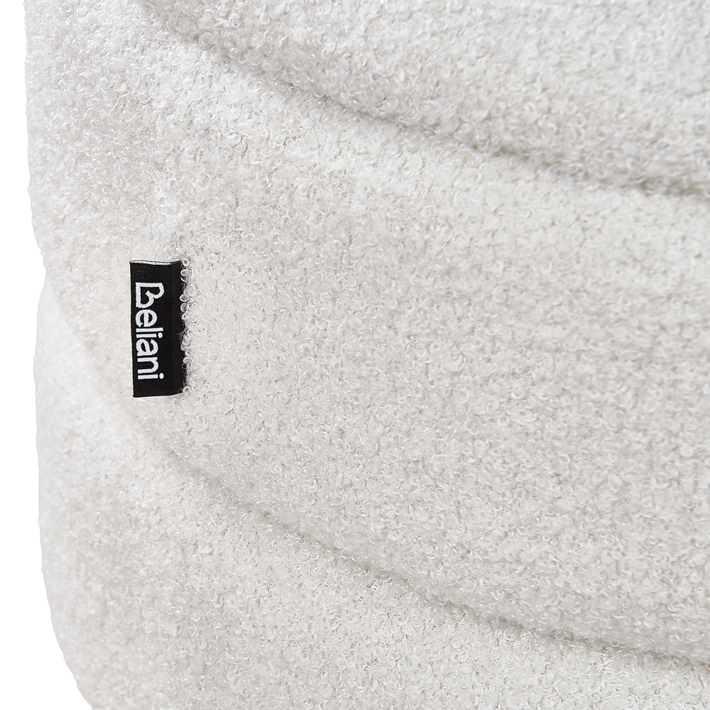 Sgabello Boucle bianco con gambe in legno imbottite Stile moderno