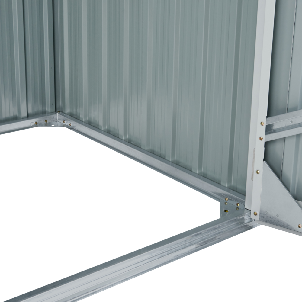 Casetta da giardino grigio chiaro in acciaio zincato impermeabile all'aperto per gli attrezzi da giardino