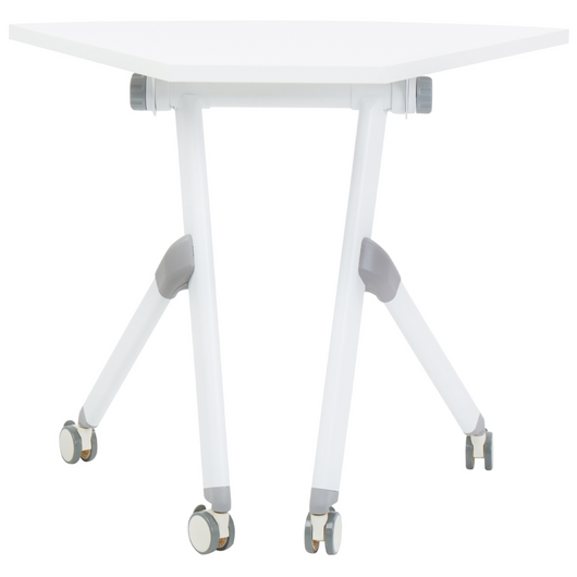 Scrivania pieghevole per ufficio Telaio metallico bianco MFC Piano d'appoggio 90 x 64 cm Tavolo mobile portatile pieghevole con rotelle Design moderno