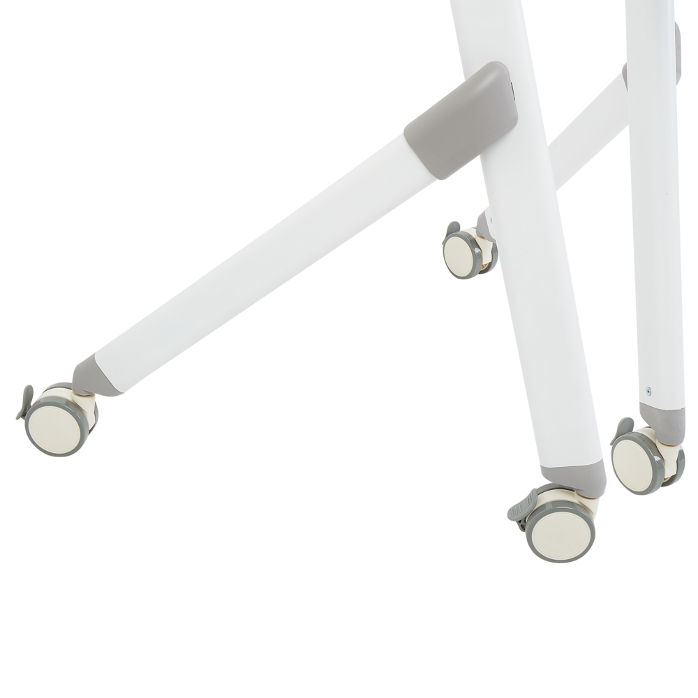 Scrivania pieghevole per ufficio Telaio metallico bianco MFC Piano d'appoggio 90 x 64 cm Tavolo mobile portatile pieghevole con rotelle Design moderno