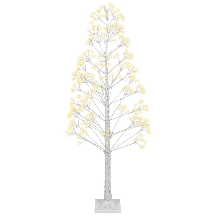 Albero di Natale Artificiale Bianco PE 180 cm Pre-Illuminato con luci LED per esterni e interni Stile Scandinavo