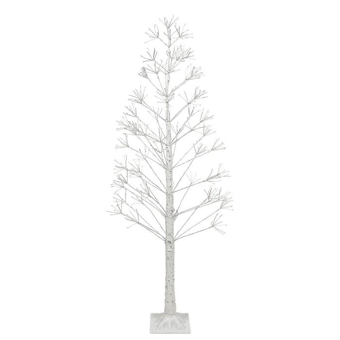 Albero di Natale Artificiale Bianco PE 180 cm Pre-Illuminato con luci LED per esterni e interni Stile Scandinavo