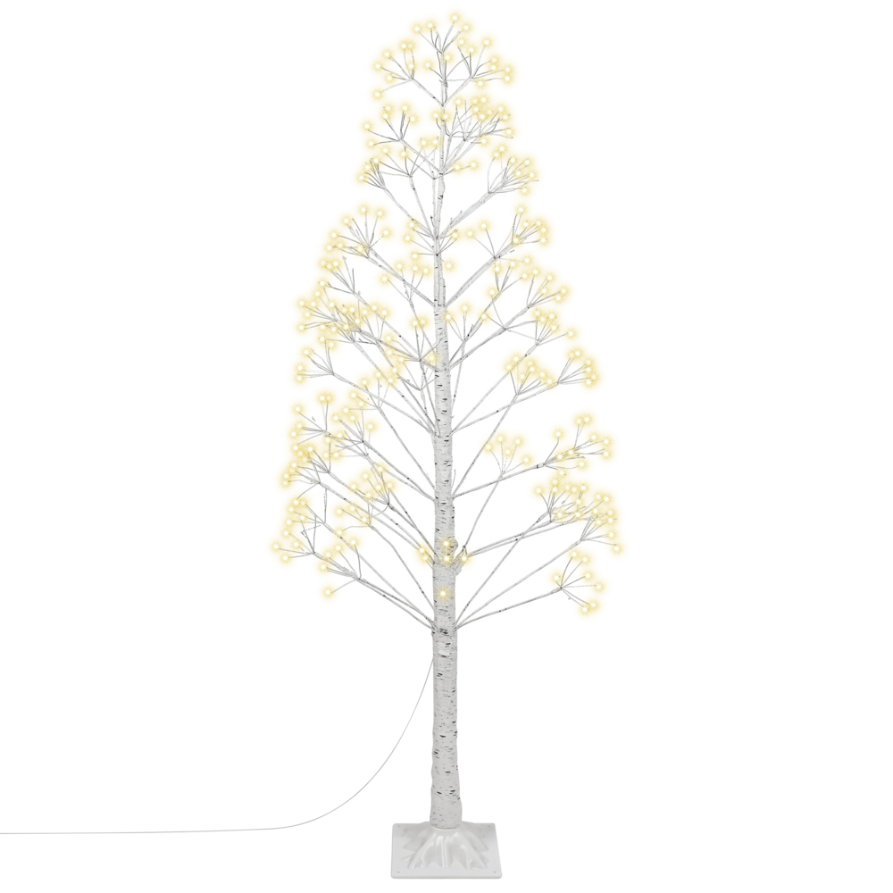 Albero di Natale Artificiale Bianco PE 180 cm Pre-Illuminato con luci LED per esterni e interni Stile Scandinavo