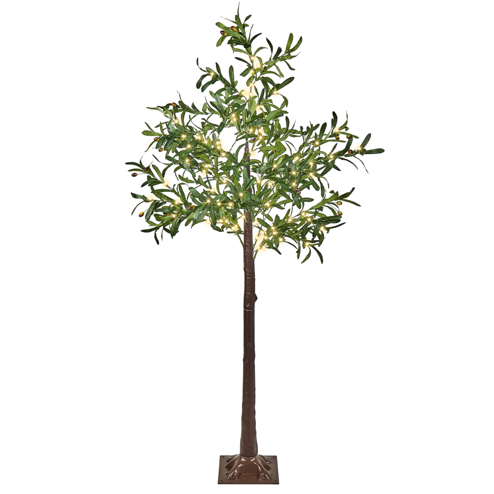 Albero di Natale artificiale verde in PVC da 180 cm preilluminato con luci LED per esterni e interni in stile scandinavo