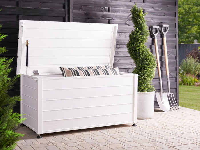 Mobile portaoggetti da giardino in alluminio bianco 123x50 cm Mobili da giardino