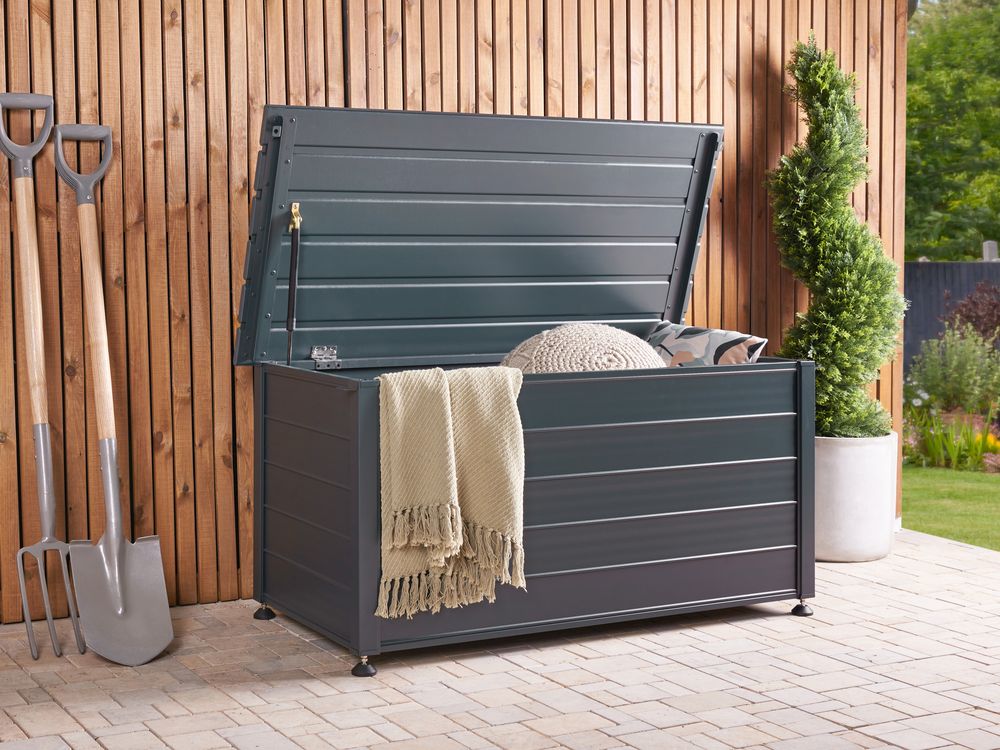 Mobile portaoggetti da giardino in alluminio grigio scuro 123x60 cm Mobili da giardino