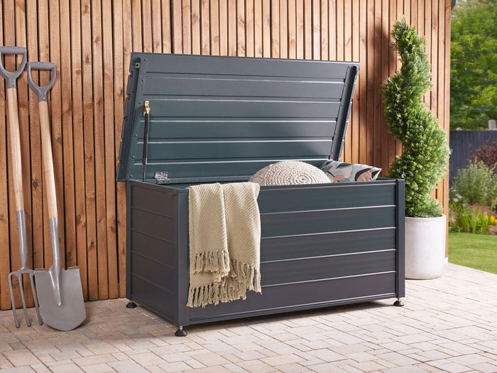 Mobile portaoggetti da giardino in alluminio grigio scuro 123x60 cm Mobili da giardino