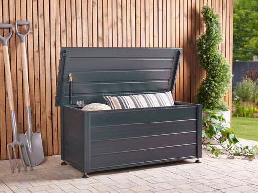 Mobile portaoggetti da giardino in alluminio grigio scuro 113x50 cm Mobili da giardino